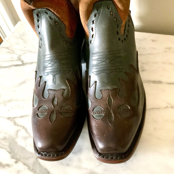 SONORA PAISLEY Western Leather Boots - Brown and Tan - Picture 2 of 12